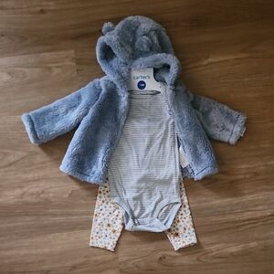 Carter's Blue Fuzzy Baby Jacket with Onesie